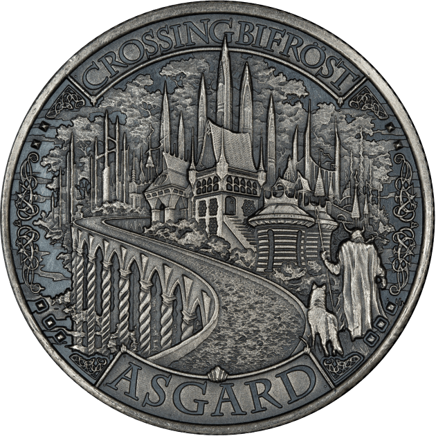 Asgard 1 oz Silver Round - Antique Finish Mythical Cities Series