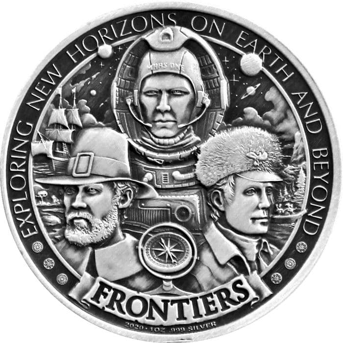 2020 Frontiers 1 oz Silver Round - Pilgrims (Antique Finish)