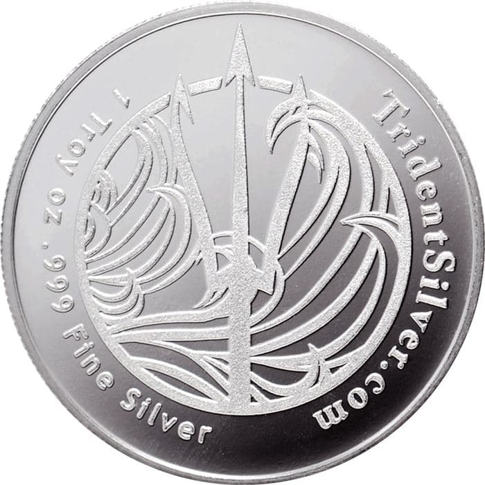 1 oz Trident Silver Round (.999 Fine)