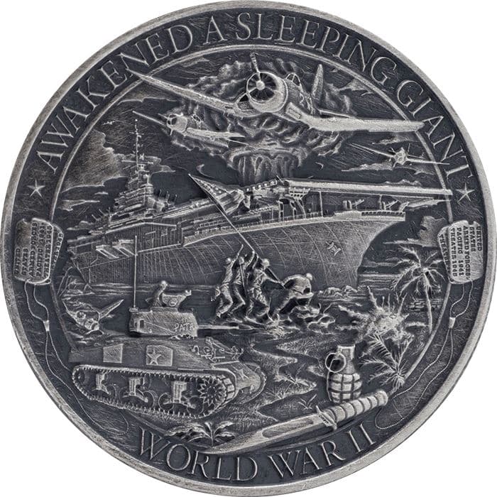 2019 Patriot World War II 1 oz Silver Round - Antique Finish