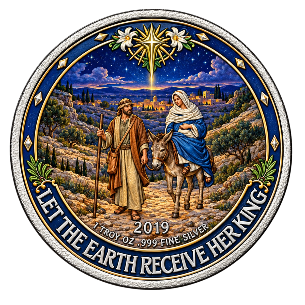 Colorized 2019 Nativity 1 oz Silver Round .999 Fine