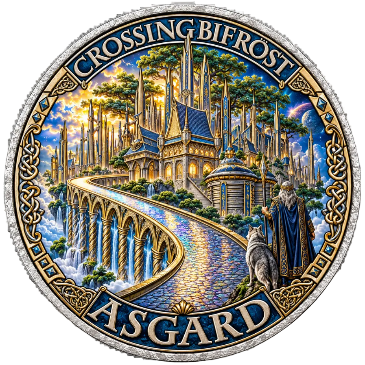 Colorized Asgard 1 oz Silver Round - Mythical Cities Series .999 Fine