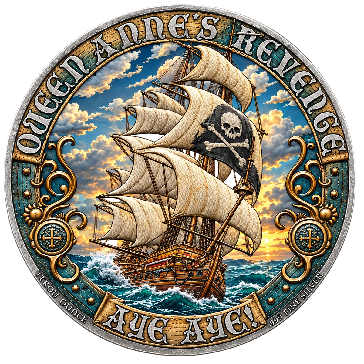 Colorized Blackbeard 1 oz Silver Round - .999 Fine Silver