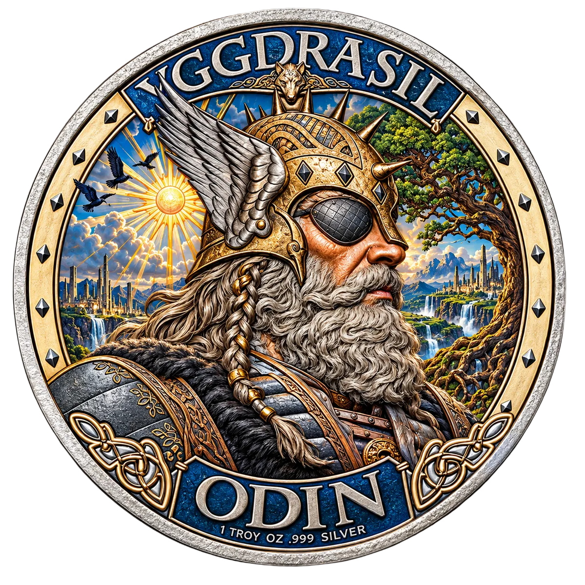 Colorized Asgard 1 oz Silver Round - Mythical Cities Series .999 Fine