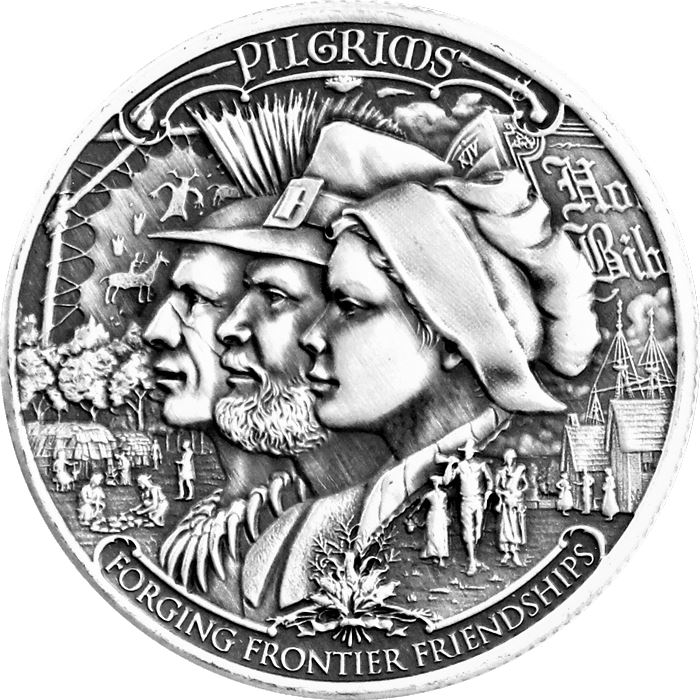 2020 Frontiers 1 oz Silver Round - Pilgrims (Antique Finish)