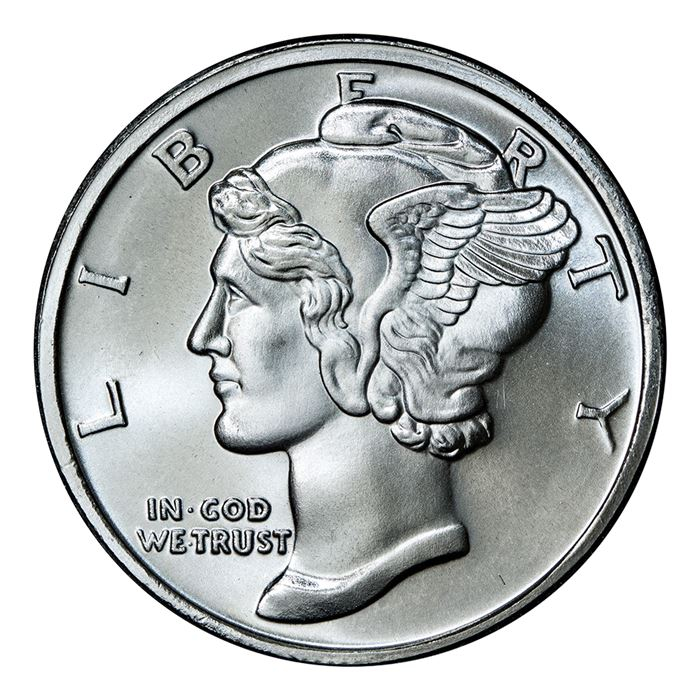 1 oz Silver Round | Mercury Dime Design (.999 Pure)