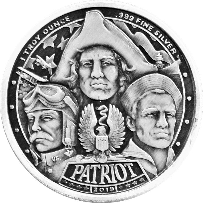 2019 Patriot World War II 1 oz Silver Round - Antique Finish