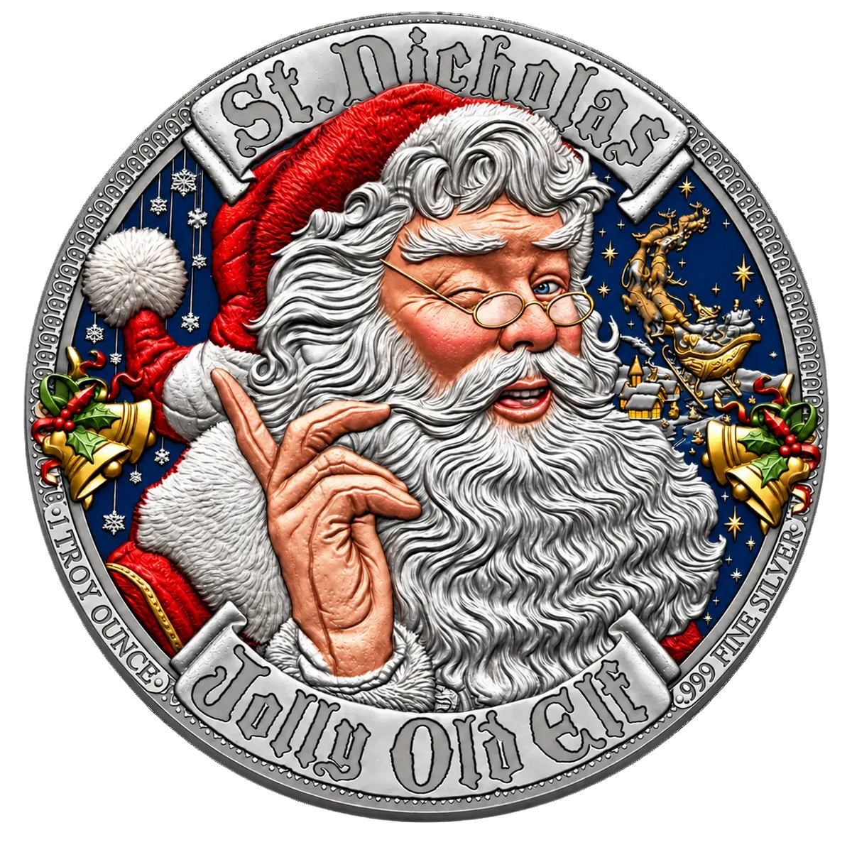 Colorized Santa Claus 1 oz Silver Round .999 Fine
