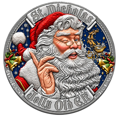 Colorized Santa Claus 1 oz Silver Round .999 Fine