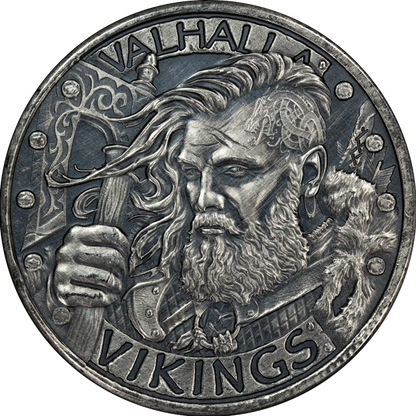 Vikings 1 oz Silver Round - Antique