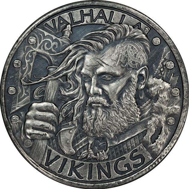 Vikings 1 oz Silver Round - Antique