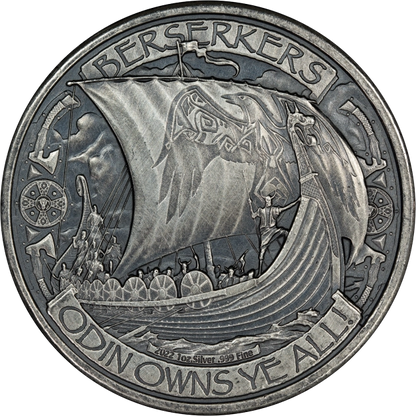 Vikings 1 oz Silver Round - Antique