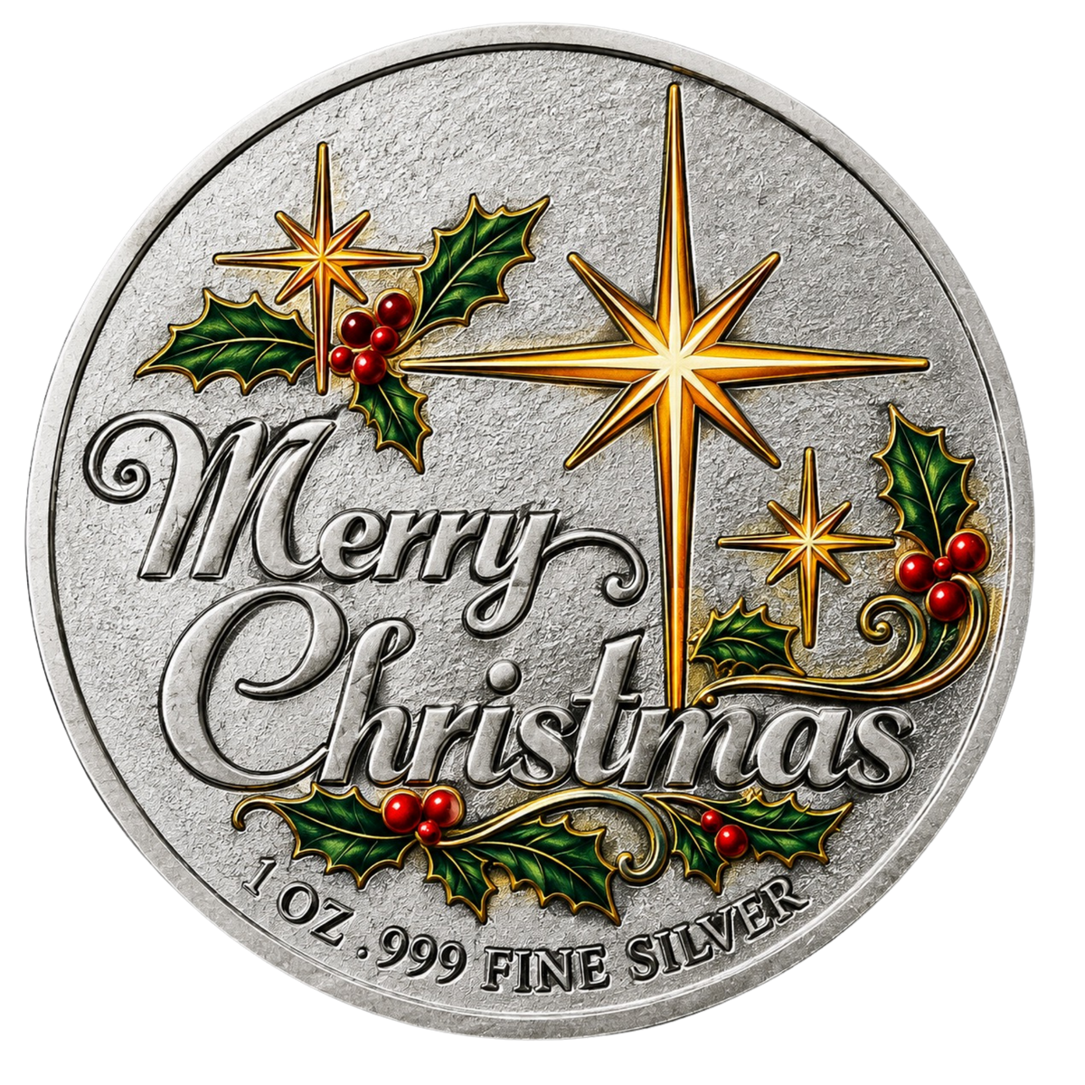 Colorized Twas The Night Before Christmas 1 oz Silver Round - .999 Fine