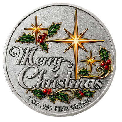 Colorized Twas The Night Before Christmas 1 oz Silver Round - .999 Fine