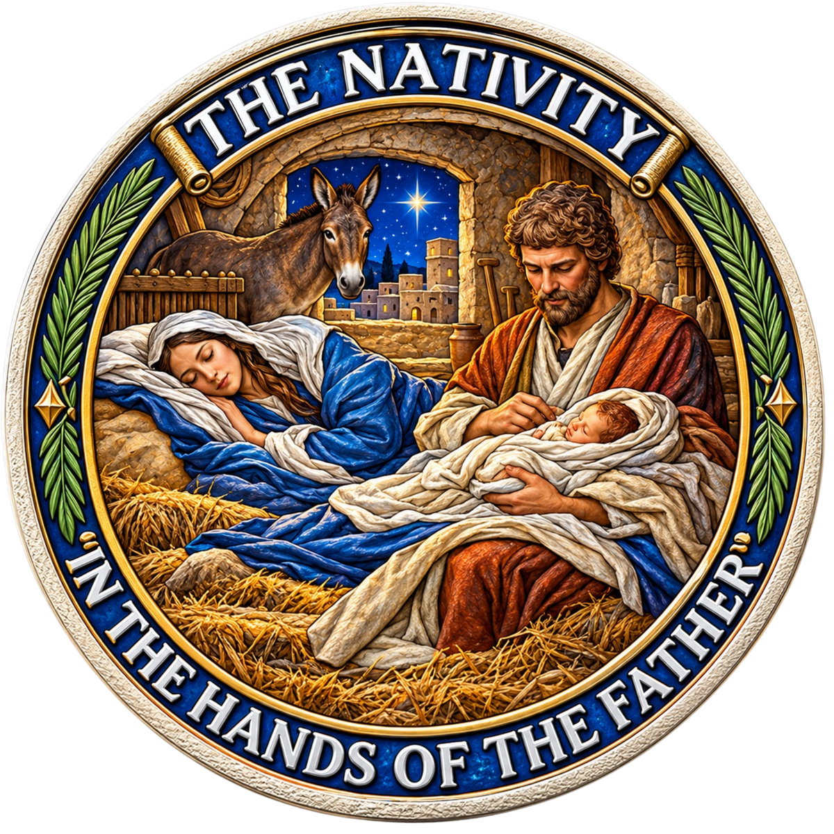 Colorized 2019 Nativity 1 oz Silver Round .999 Fine