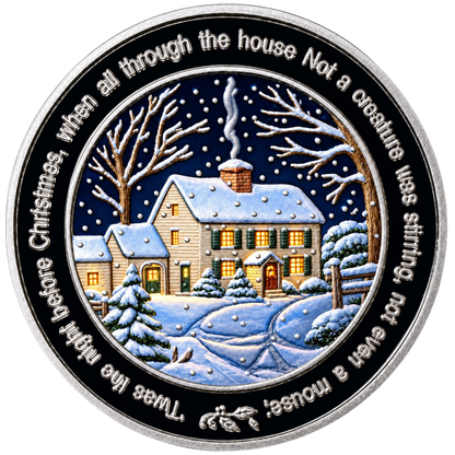 Colorized Twas The Night Before Christmas 1 oz Silver Round - .999 Fine