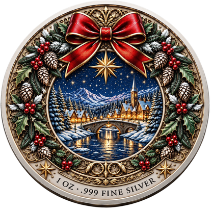 Colorized Christmas Reindeer 1 oz Silve Rounds - .999 Fine