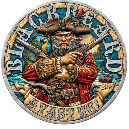 Colorized Blackbeard 1 oz Silver Round - .999 Fine Silver