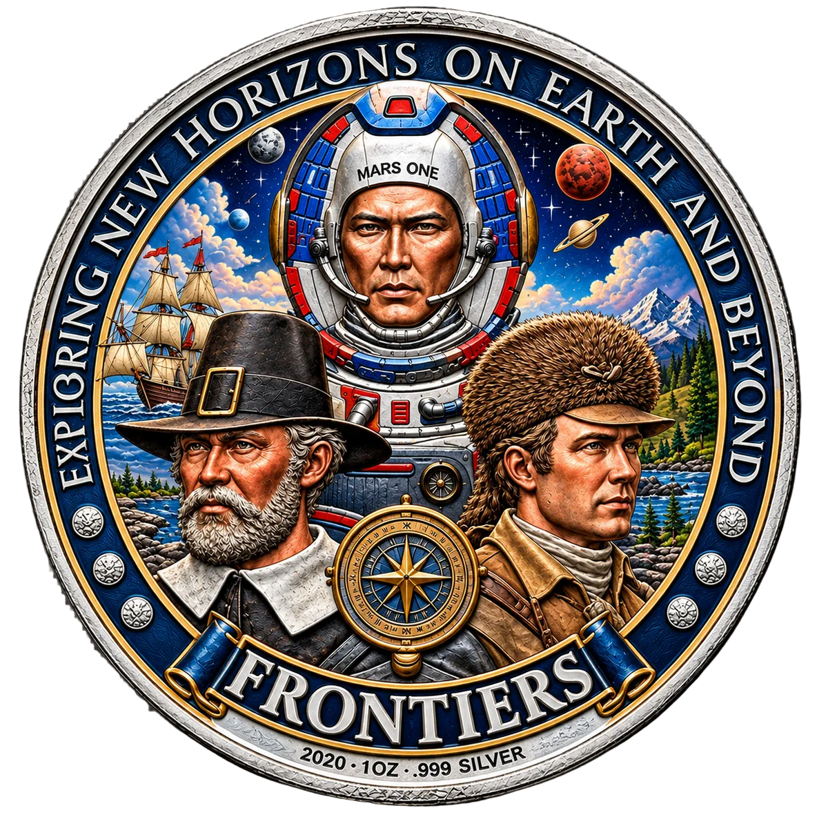 Colorized 2020 Westward Ho 1 oz Silver Round - Final Frontier Series (.999 Fine)