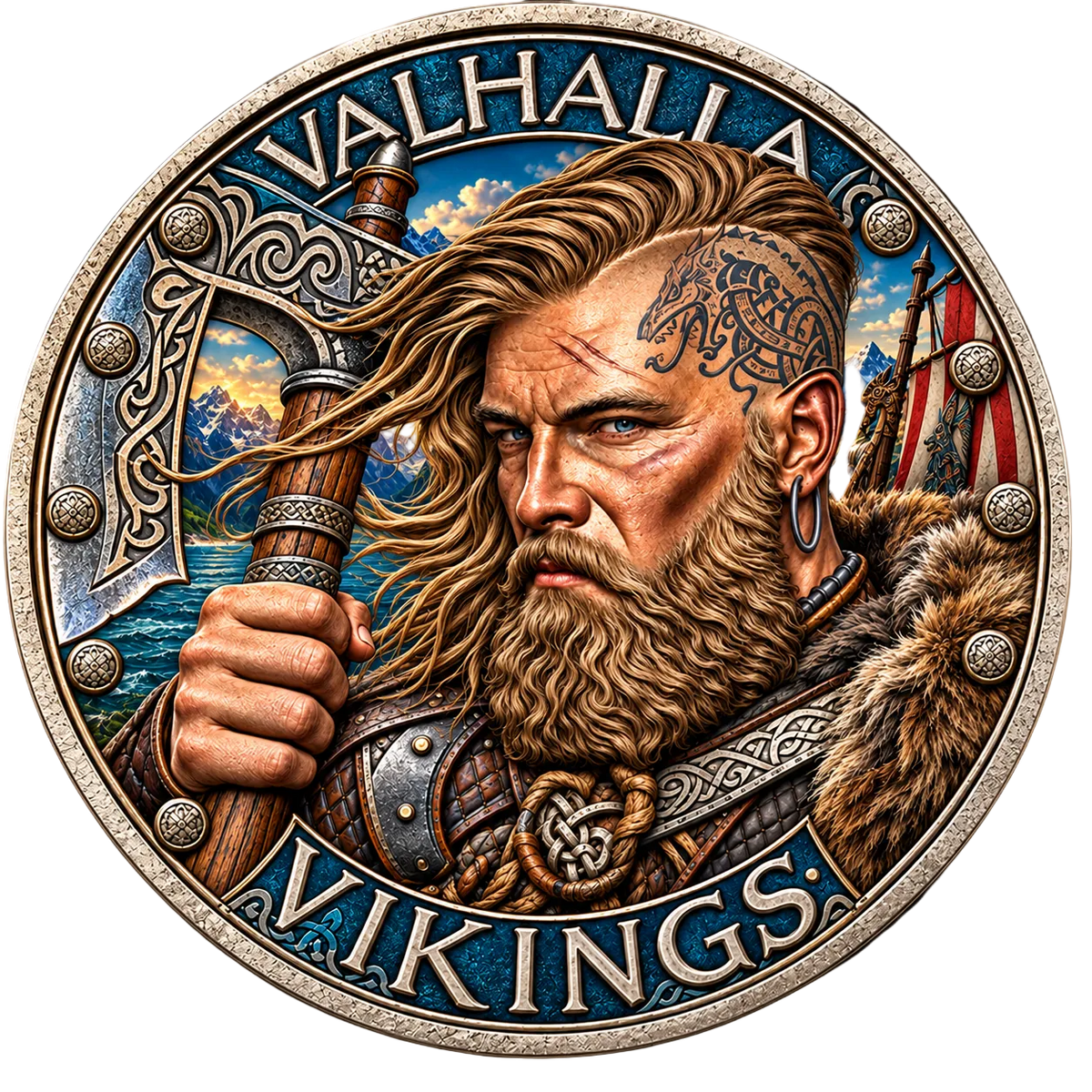 Colorized Viking 1 oz Silver Round - .999 Fine Silver