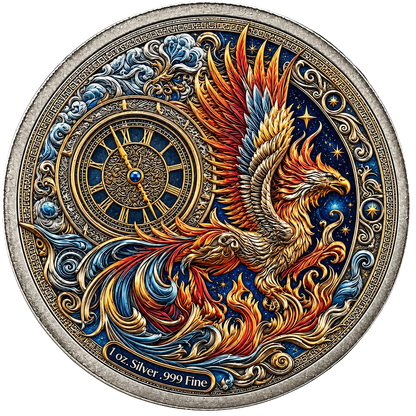 Colorized Clock Tower of Eldertide 1 oz Silver Round