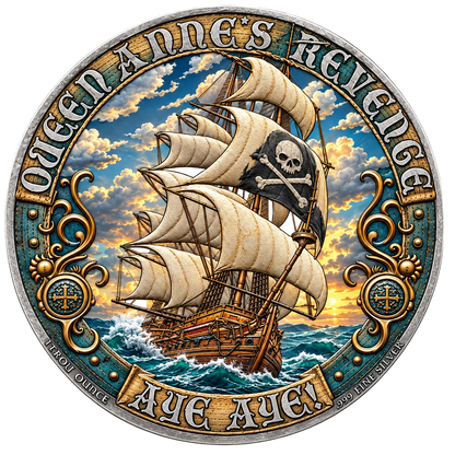 Colorized Blackbeard 1 oz Silver Round - .999 Fine Silver