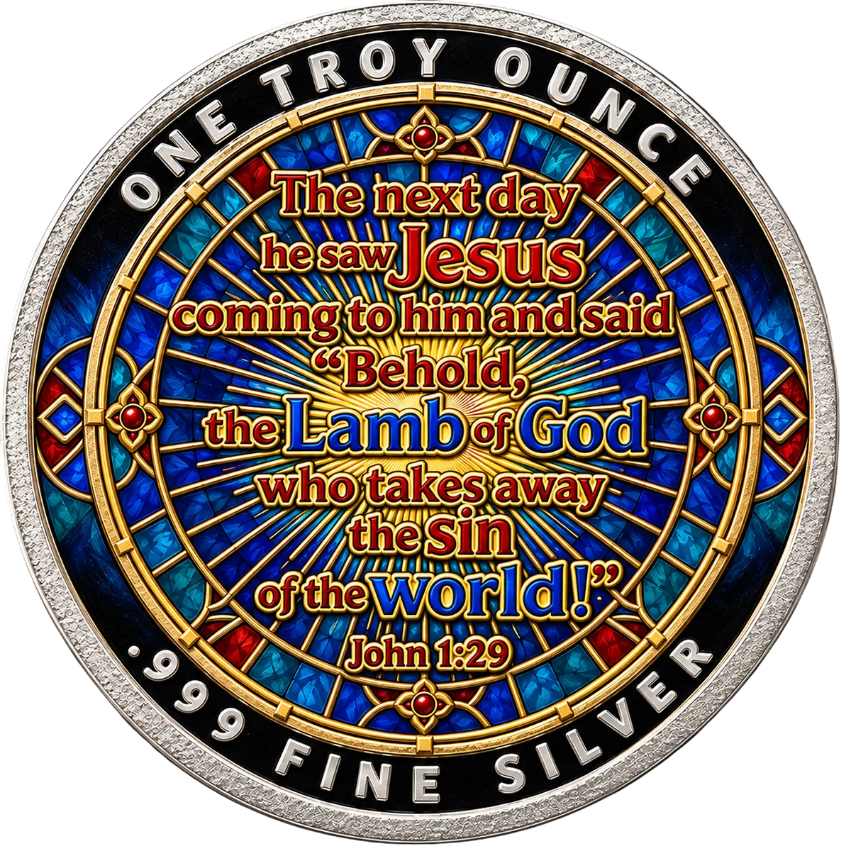 Colorized Lamb of God 1 oz Silver Round — John 1:29