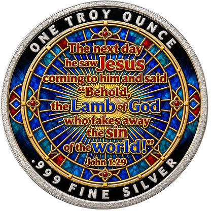 Colorized Lamb of God 1 oz Silver Round — John 1:29