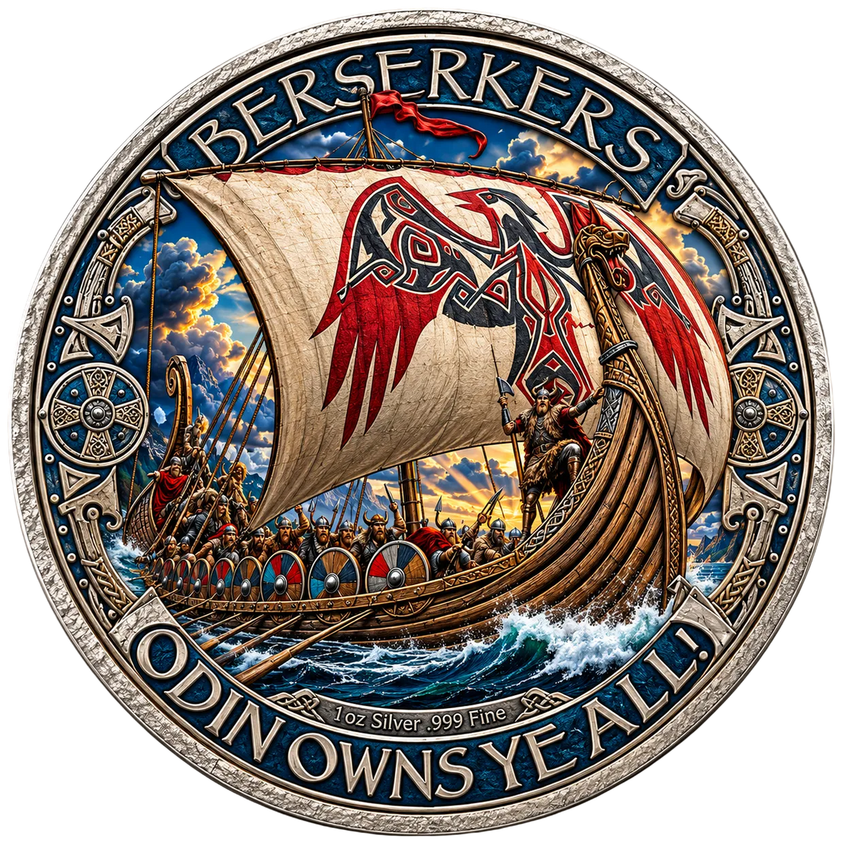Colorized Viking 1 oz Silver Round - .999 Fine Silver