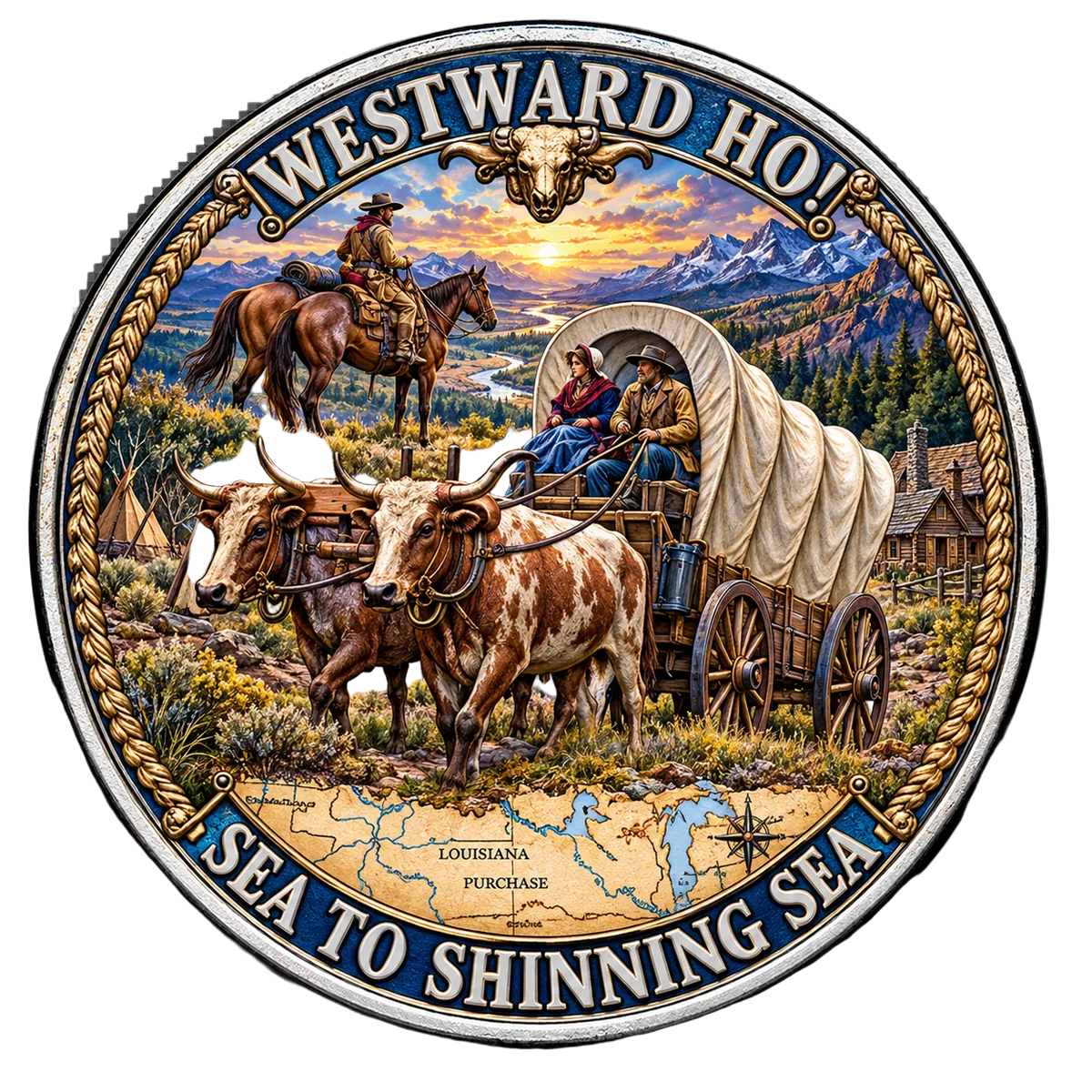 Colorized 2020 Westward Ho 1 oz Silver Round - Final Frontier Series (.999 Fine)
