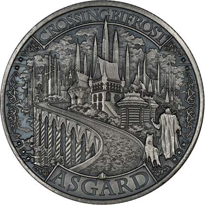 Asgard 1 oz Silver Round - Antique Finish Mythical Cities Series