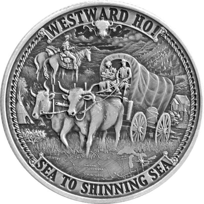 Westward Ho - 2020 Frontiers 1 oz Silver Round (Antique Finish)